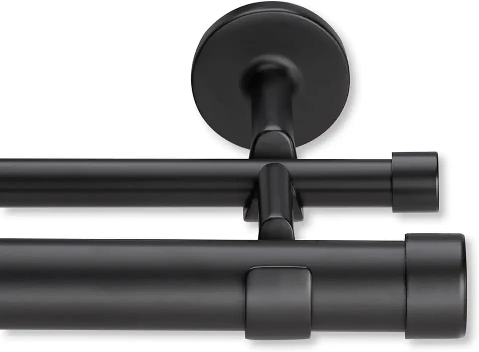 MODE Cambria Designer Satin Black Luxury Double Curtain Rod - 5 ft