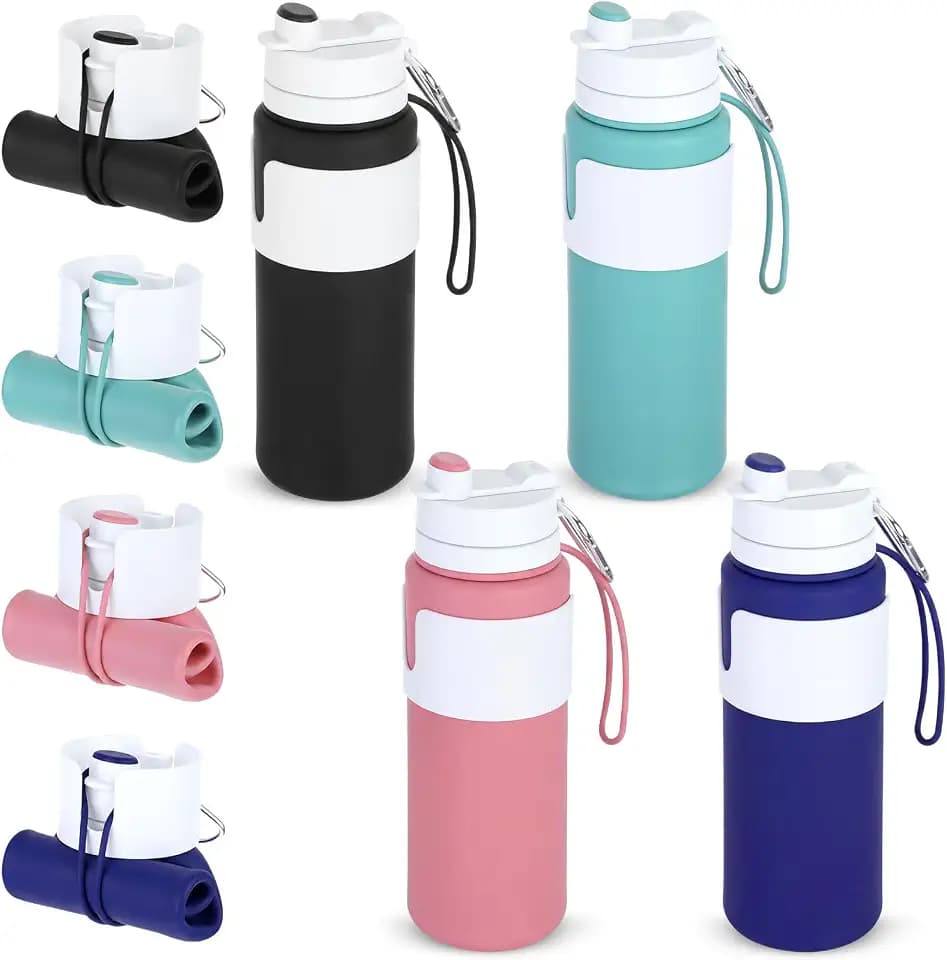 LemonRoad 4 Pcs 26 oz Silicone Collapsible Water Bottle, Portable Foldable Water Bottle Leakproof with Carabiner Reuseable Lightweight for Travel Sports Hiking Camping Cycling Office (Multicolor)