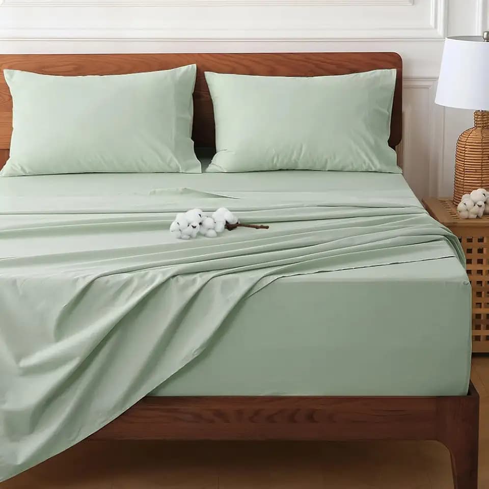 HYPREST Extra Deep Pocket California King Sheets 18-24" 100% Cotton Mint