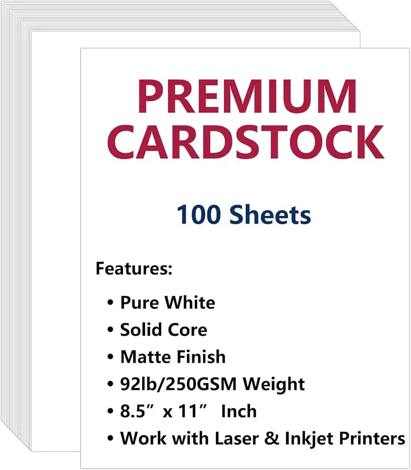Cimlaga 100 Sheets White Cardstock 8.5 x 11, 92lb/250gsm Cover Card Stock