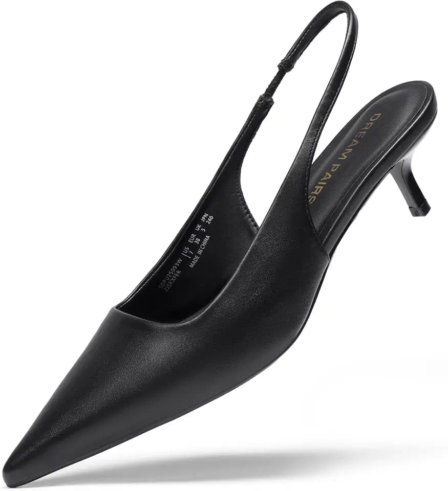 DREAM PAIRS Women's Pumps Kitten Slingback Low Closed Heels