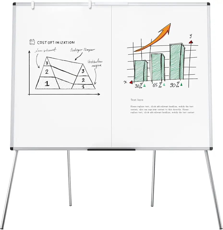 VIZ-PRO Magnetic Whiteboard Easel, Foldable, 48 x 36 Inches