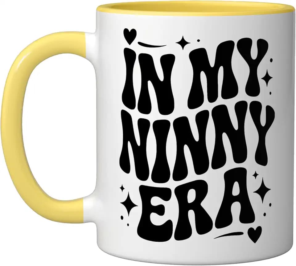In My Ninny Era, Funny Grandma Nickname Ceramic Mug, Yellow/White, 11oz