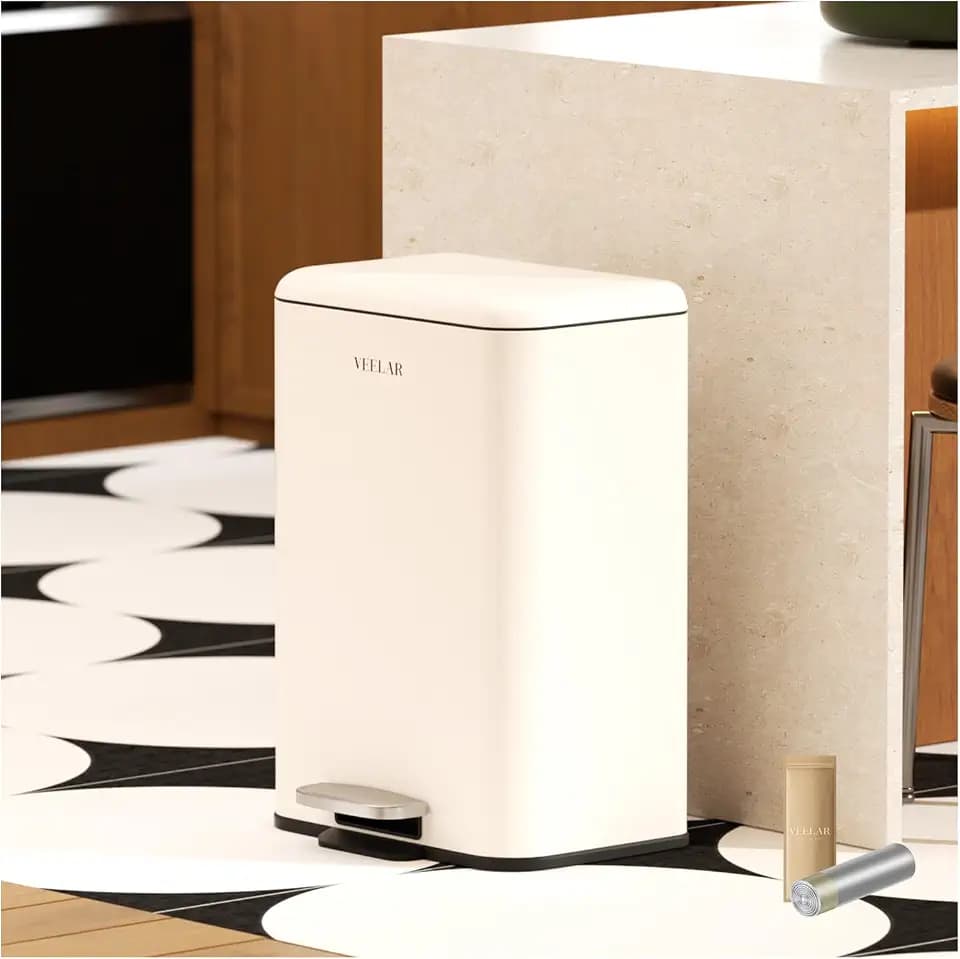 Kitchen Bathroom 5.5Gal / 20L Trash Can (White)