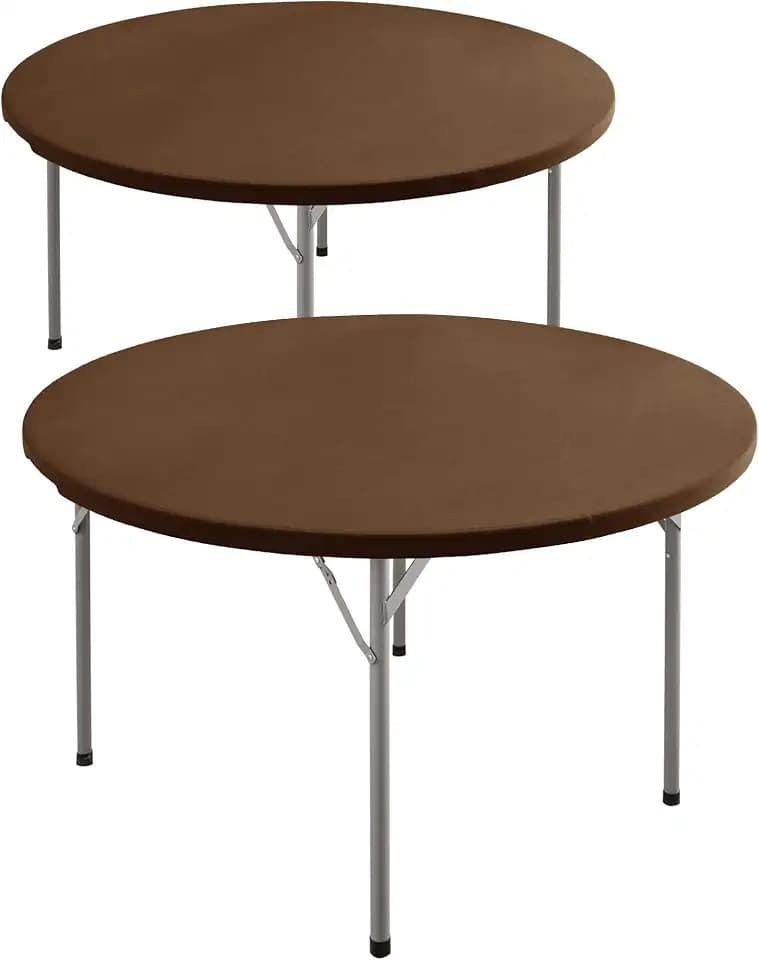 Table Covers for Round Table Fitted Tablecloths, 40-44 Inch, Brown, 2 Pack