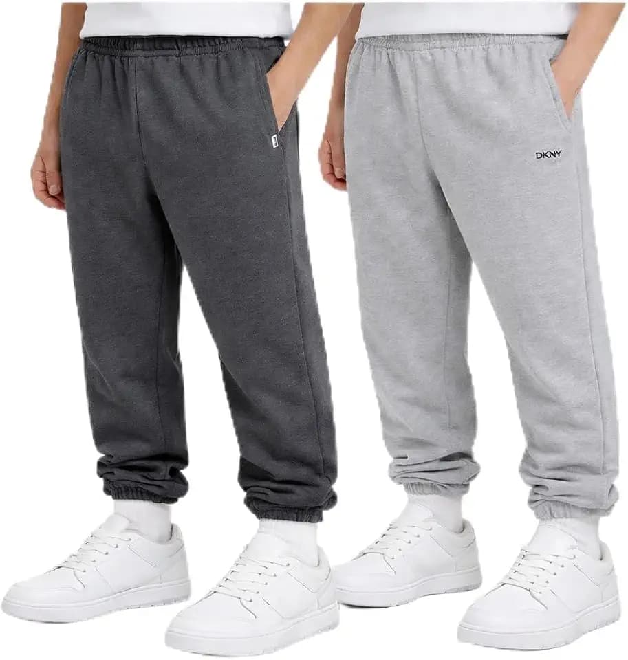 DKNY Boys Fleece Joggers Athletic Sweatpants with Elastic Waistband 2 Pack