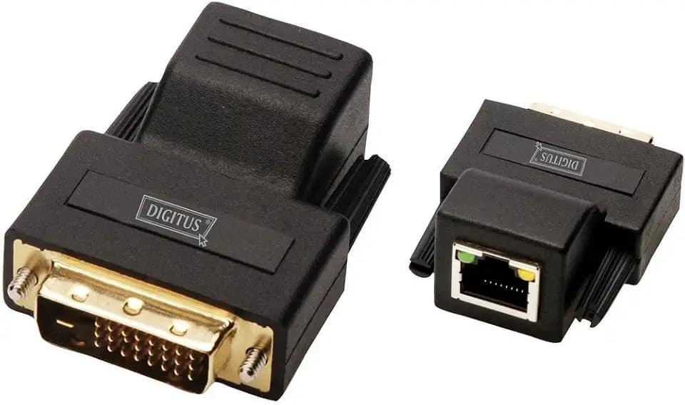 DIGITUS DVI Extender - Set (Sender/Empfänger) - bis zu 70 m Reichweite - UTP Patchkabel (Cat 5e/6) - Auflösung bis zu 1920x1200 Pixeln - schwarz