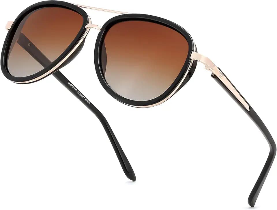 FEISEDY Retro Polarized Aviator Sunglasses for Women Men B0259