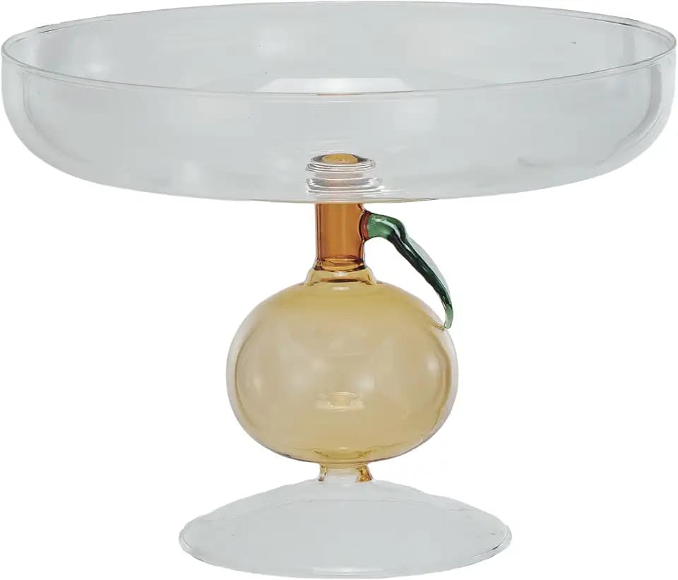 Creative Co-Op, Multicolor Citrus Charm Glass Food Pedestal, Small