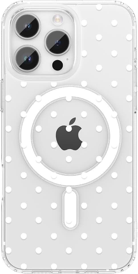 ZTOFERA Magnetische Klar Hülle für iPhone 16 Pro (6.3"), Weiß Punkte