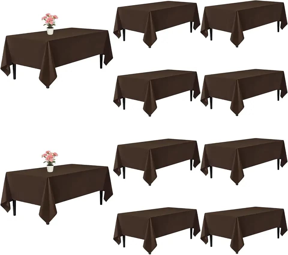 10 Pack Brown Tablecloth 60 x 102 Inch for 6 Foot Rectangle Tables