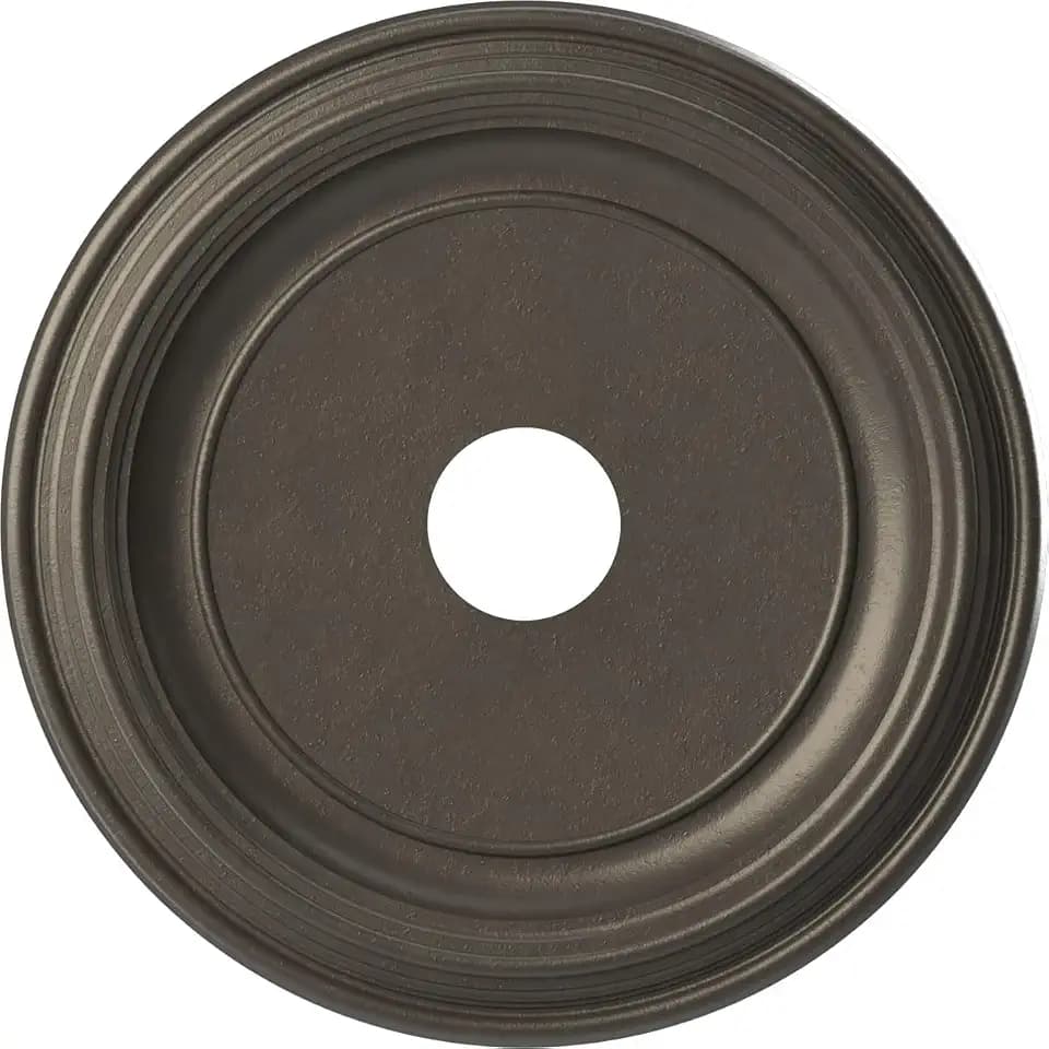 19"OD x 3 1/2"ID x 1 1/2"P Traditional Thermoformed PVC Ceiling Medallion (Fits Canopies up to 11 1/2"), Universal Aged Metallic Weathered Steel