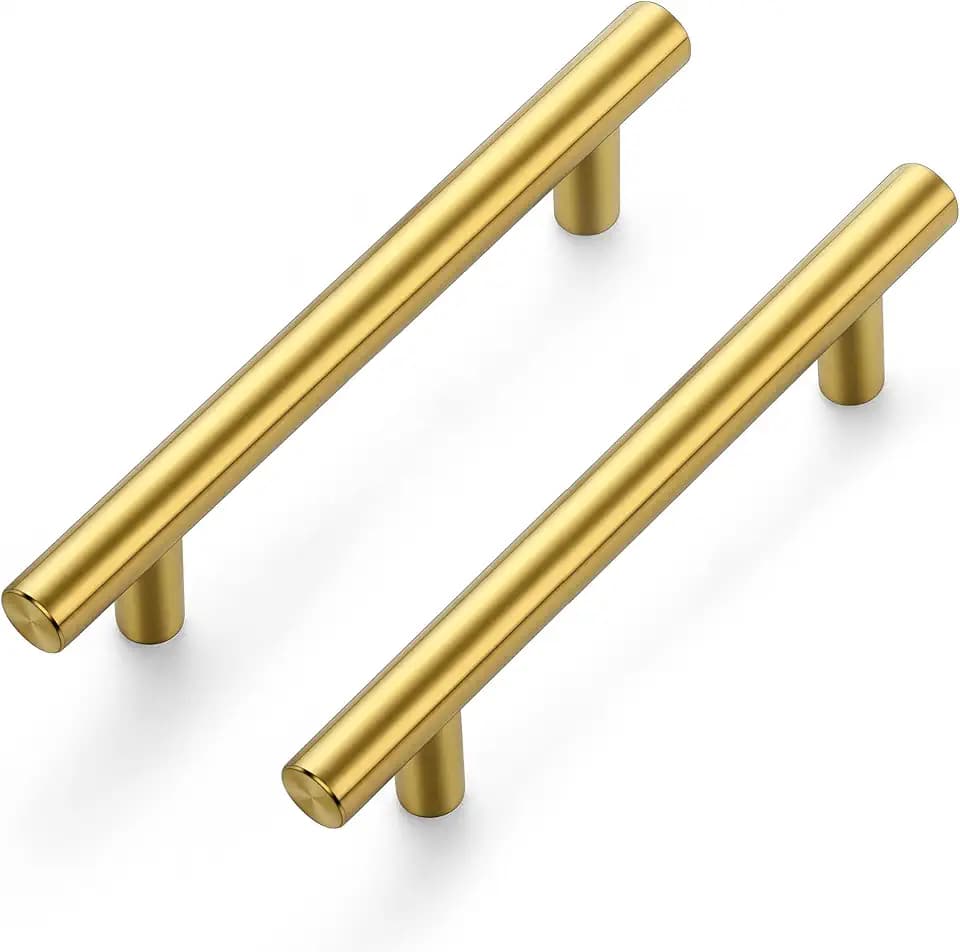Ravinte Brushed Brass Cabinet Handles, 10 Pack Drawer Pulls, 3-1/2 in