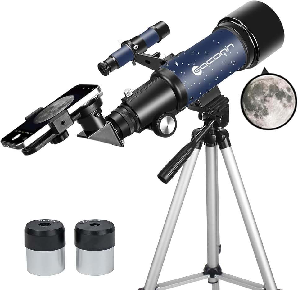 Teleskop für Erwachsene Anfänger, 70mm Aperture 400mm AZ Mount Voll Multi-Coated Optics Refraktor Tragbare Teleskope, Reiseteleskop mit Stativ und Telefon Adapter-Blau