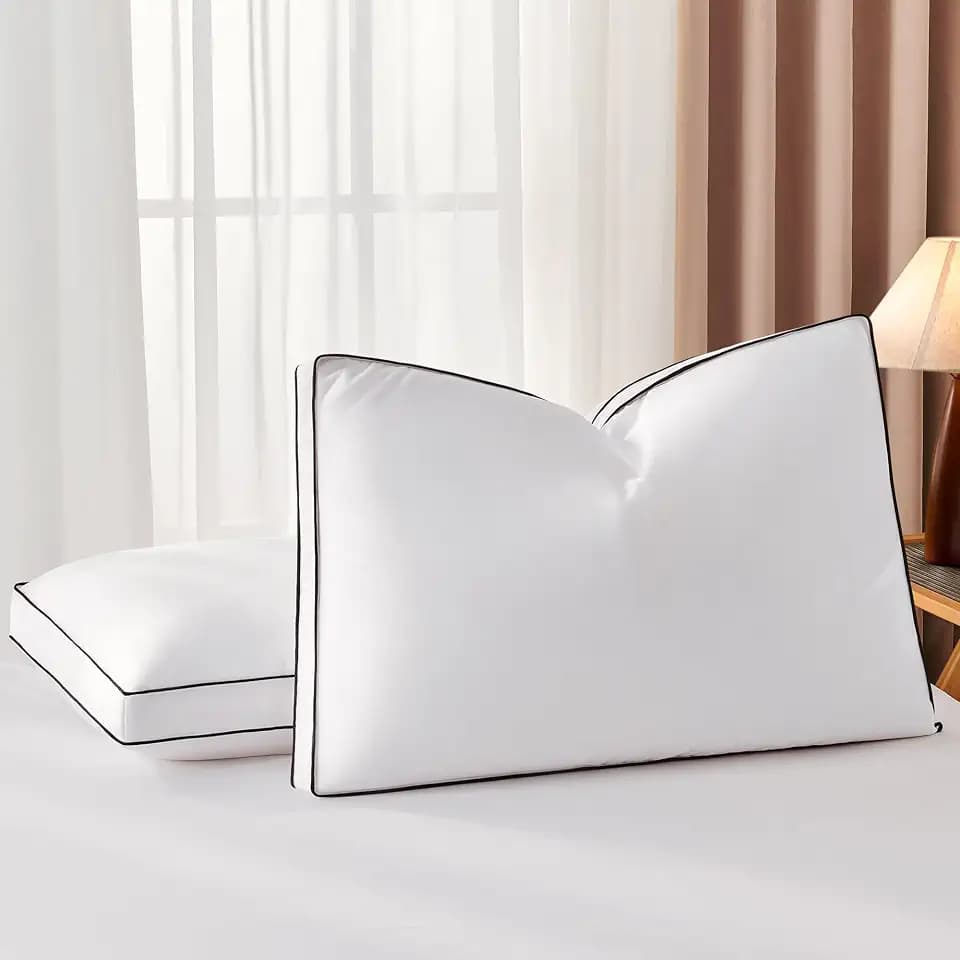DOWNSTORIA Goose Feather King Down Pillows 2 Pack, Luxury Hotel Gusseted