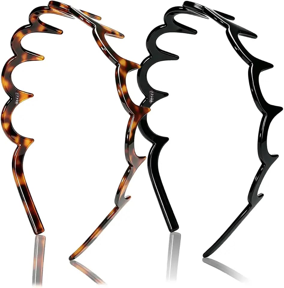 Sizobi Zig Zag Headbands for Women, Non-Slip Wavy Comb Headbands with Teeth