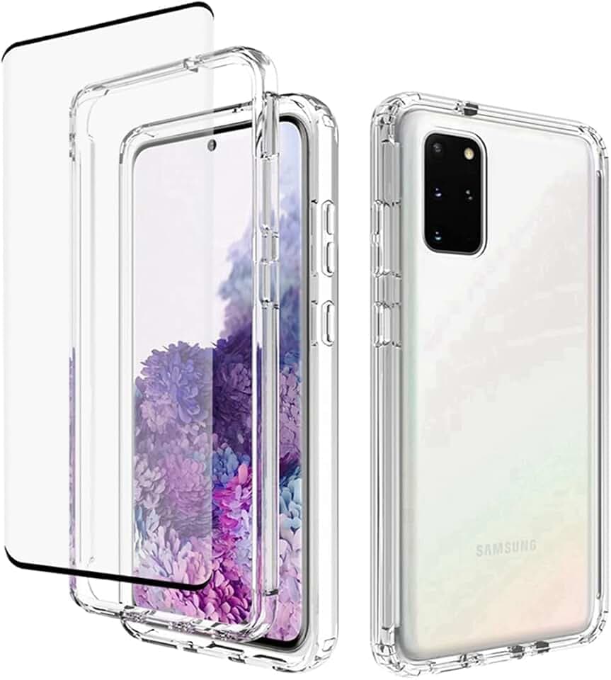 Case for Galaxy S20 Plus/S20+ SM-G985 Case with Tempered Glass Screen Protector, Clear 360 Full Body Protection Hard Shell+Soft TPU Shockproof Cover Cases for Samsung Galaxy S20 Plus 5G (Clear)