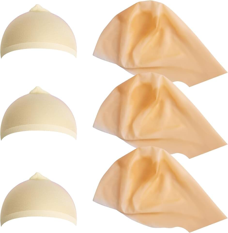 Iceyyyy 6 Pcs Latex Bald Cap and Wig Cap Set for Adult Halloween Cosplay