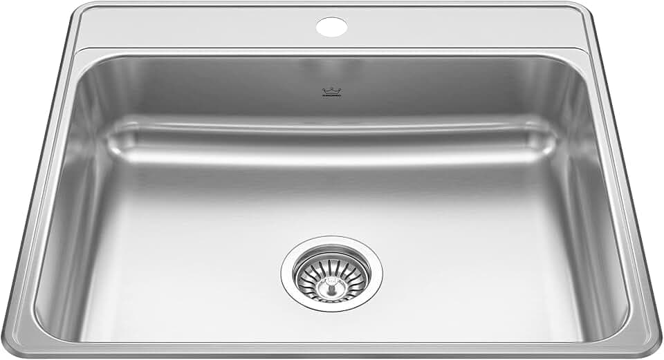 Kindred CSLA2522-8-1CBN Creemore 25-in LR x 22-in FB x 8-in DP Drop In Single Bowl 1-Hole Stainless Steel Kitchen Sink, 25" x 22"