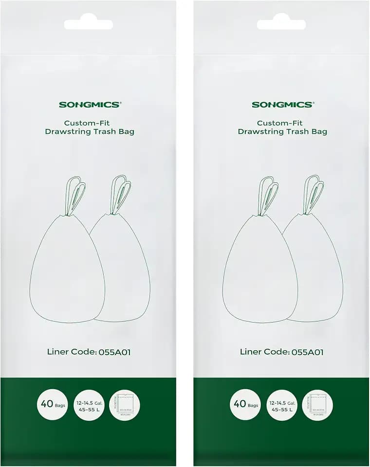 SONGMICS Trash Bags, for 12-14.5 Gallon (45-55L) Trash Can