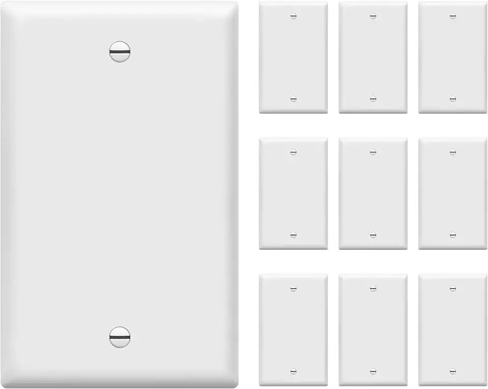 ENERLITES 10 Pack Blank Wall Plate, No Device Outlet Cover, 1-Gang, White