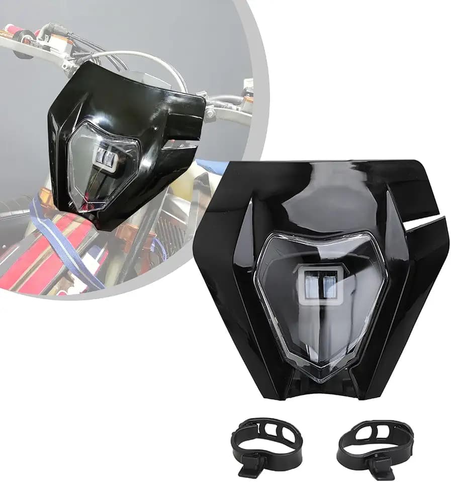 JFG RACING Motorradscheinwerfer Universalscheinwerfer Verkleidungsscheinwerfer für EXC250 SX250 SXF250 EXC450 SX350 SXF450 EXC525 Dirt Bike Motocross Enduro Supermoto Schwarz