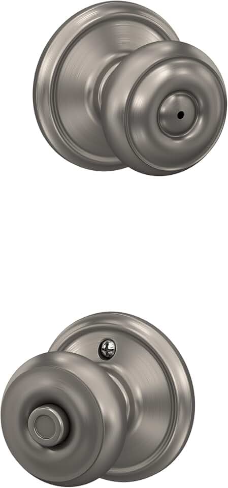 SCHLAGE Georgian Bed/Bath Privacy Door Knob with Lock, Satin Nickel