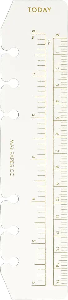 MAY PAPER CO. Personal Today Page Marker Planner Ruler for Personal Filofax, LV MM agenda 6 ringed agendas (Gold Foil)