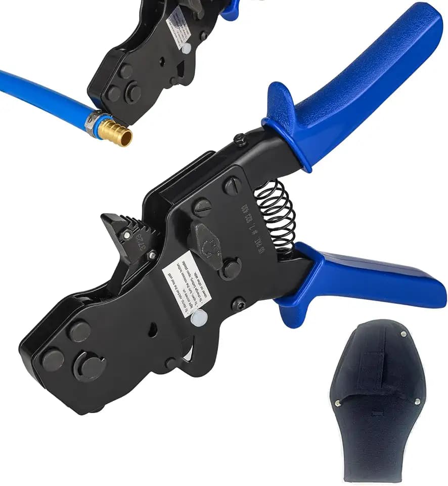 PEX Ratchet Cinch Clamp Tool with Holster for Stainless Steel Clamp Rings, One-Hand Ratchet Design Crimper Tool from 3/8", 1/2", 3/4", 5/8" and 1", ASTM2098