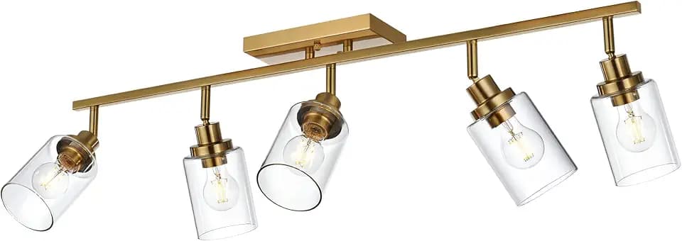 MELUCEE 5-Light Track Lighting Kit Brass with 5 Rotatable Light Heads