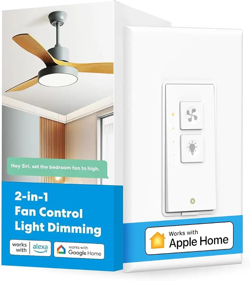 meross Smart Ceiling Fan Control and Dimmer Light Switch Works with HomeKit