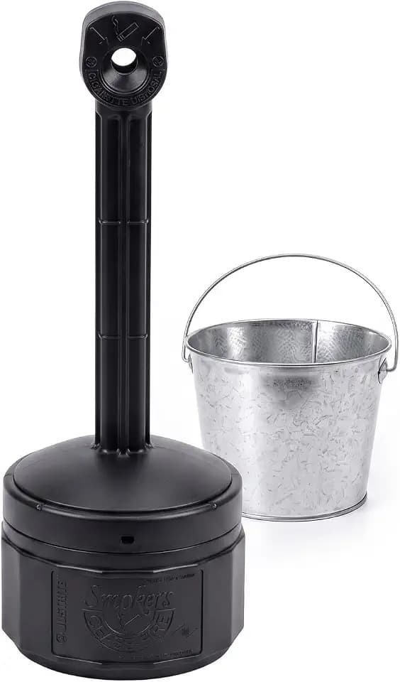 Justrite Cigarette Butt Receptacle, 1 Gallon Capacity, FM Approved, Black