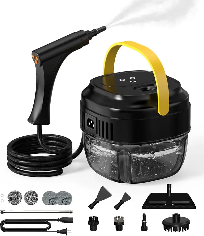 Handheld Steam Cleaner, 1.7L Tank, 6-Level Adjustable,15s Heat-Up Portable Steamer for Cleaning, 1500W High Pressure Steamer, 15Pcs Accessories Steam Cleaner for Home Kitchen Grease Car Detailing