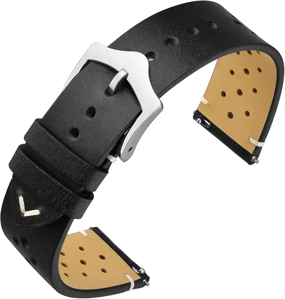 ANNEFIT Vintage Leather Watch Strap, Quick Release Watch Bands for Men and Women, Choice of Width 18mm 19mm 20mm 22mm