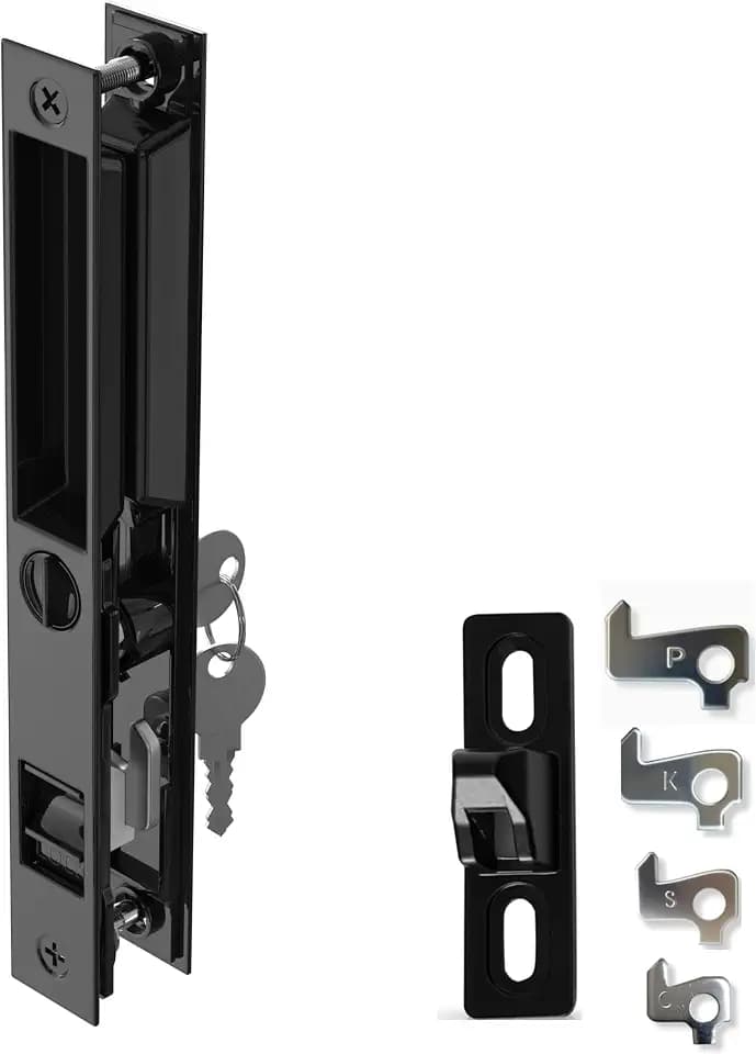 Sliding Glass Door Set, 6-5/8", Black - Patio Door Handle Replacement Thick Used on Both Left and Right-Handed. (Keyed)