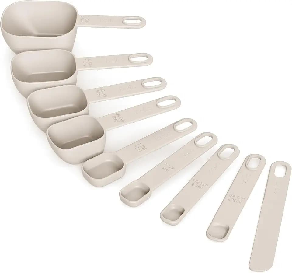bella 9 Pc Nested Measuring Cup & Spoon Set, BPA & BPS-free nylon, Oatmilk