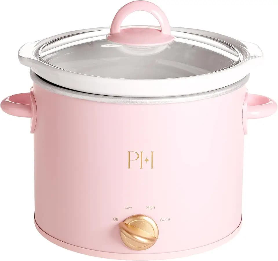 Paris Hilton 3.5-Quart Manual Slow Cooker, Naturally Nonstick Stoneware Ceramic Insert, Three Settings (Low, High, Warm), Dishwasher Safe Family Size Slow Cooker, Pink