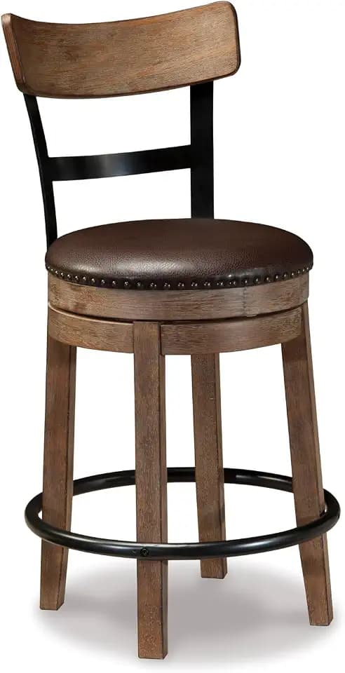 Signature Design by Ashley Pinnadel Counter Height Swivel Bar Stool, Brown