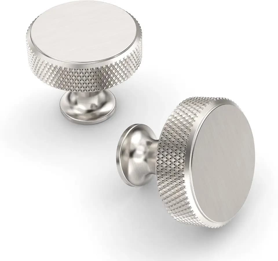 Asidrama 30 Pack Brushed Satin Nickel Kitchen Cabinet Knobs Knurled Dresser Knob Drawer Knobs Cabinet Hardware Aluminum Knob for Dresser Drawers