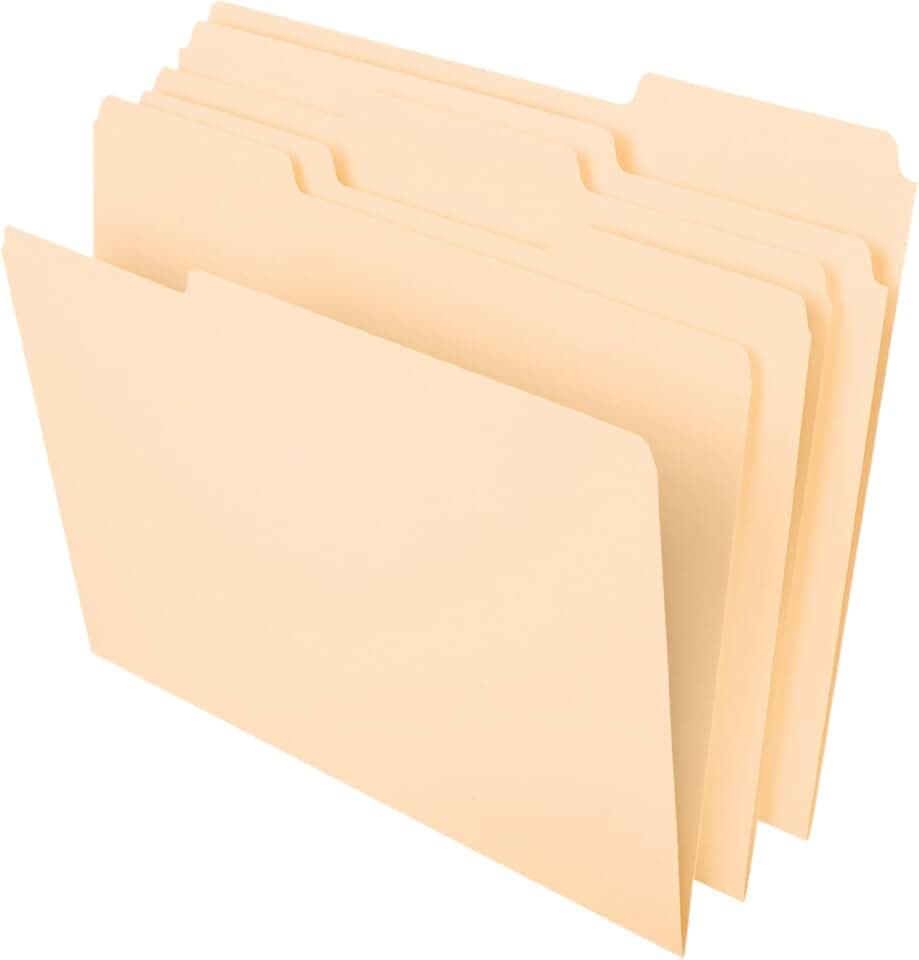 Island File Folder, Manila 1/3 Cut, Letter Size, 100 Count (370 1/3)