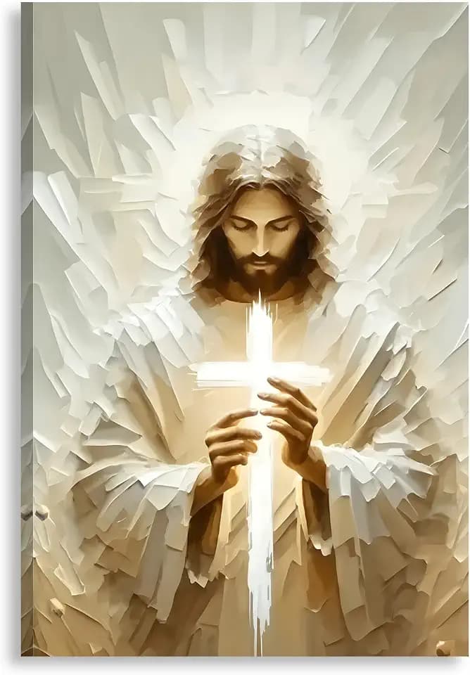 Pormipone Jesus Canvas Wall Art Christian Decor 24x36 Inch Framed Print