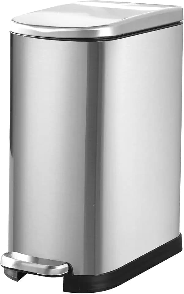 ELPHECO Bathroom Trash Can with Lid 3.5Gal Stainless Steel Step Garbage Can