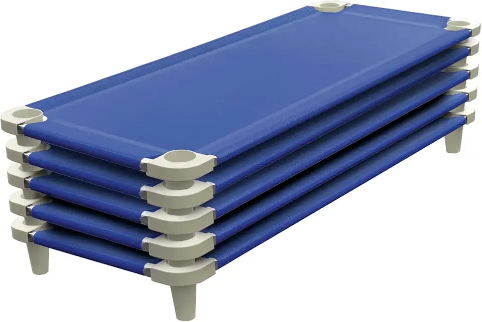 Acrimet Toddler Cot Bed for Kids, Travel, Day Care, 52" x 21", Blue, 5 Pack