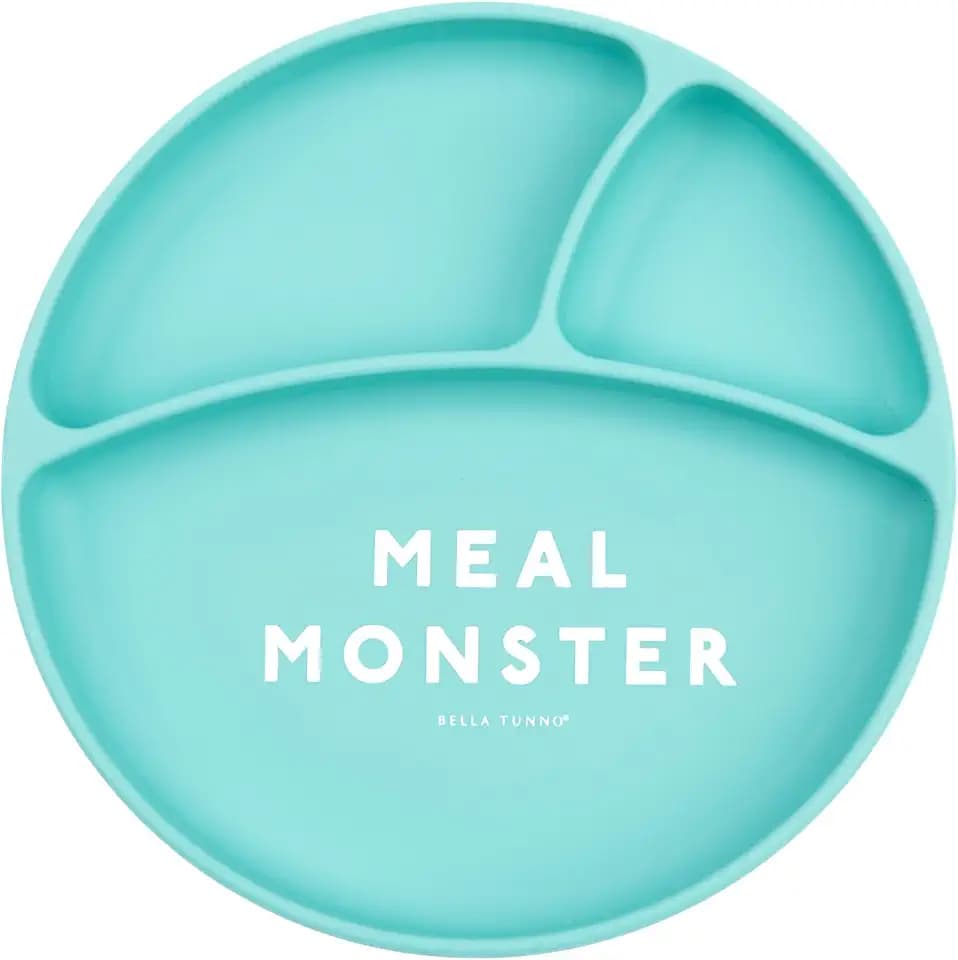 Bella Tunno Suction Plate for Babies & Toddlers, Self-Feeding Dish for Baby Led Weaning, Silicone Divided Plate, Sticks to Highchair Trays & Tables, Microwave & Dishwasher Safe, Meal Monster