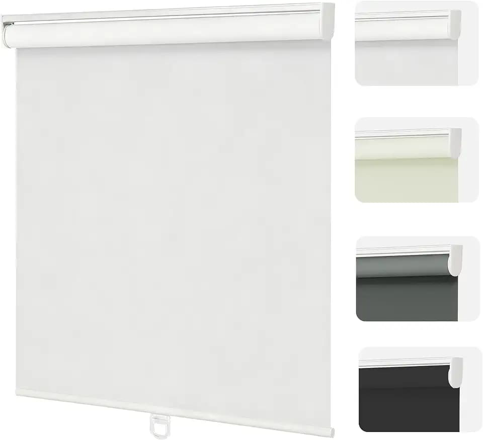 Changshade Blackout Roller Shades Cordless for Windows,100% Room Darkening Window Blinds for Bedroom,Thermal Insulated UV Protection,Easy Install Pull Down Shades for Home,26" w x 50" h,White