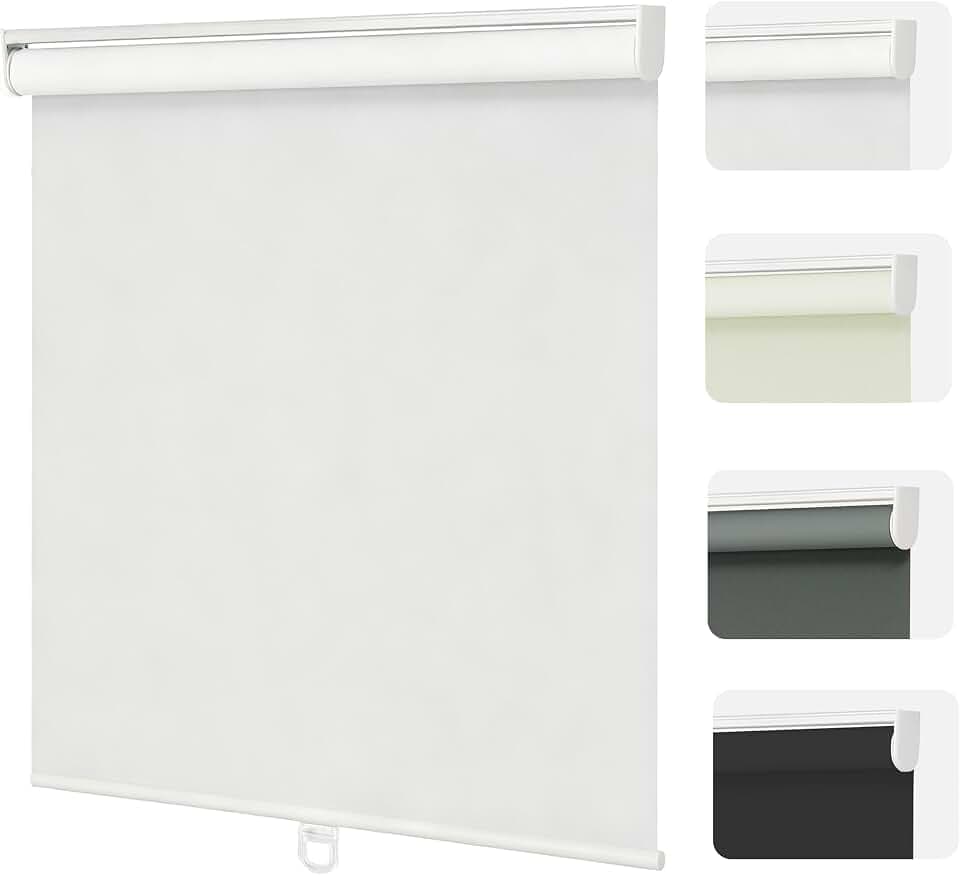 Changshade Blackout Roller Shades Cordless for Windows,100% Room Darkening Window Blinds for Bedroom,Thermal Insulated UV Protection,Easy Install Pull Down Shades for Home,36.5" w x 72" h,White
