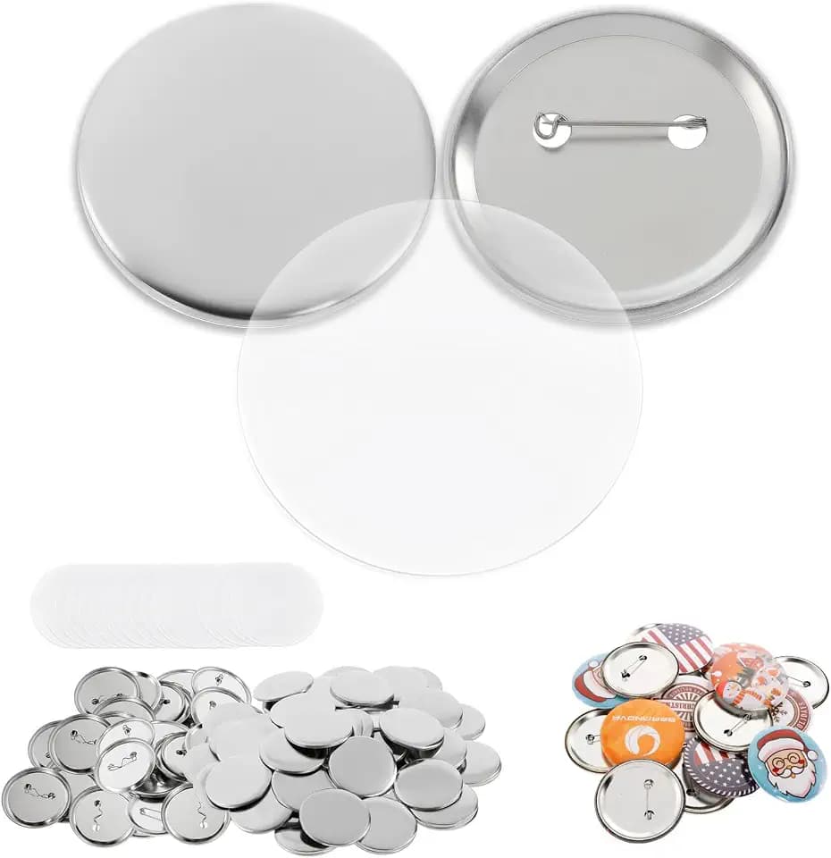 BEAMNOVA 100 Sets 37mm / 1.46 in Button Maker Supplies, Sleek Metal Back