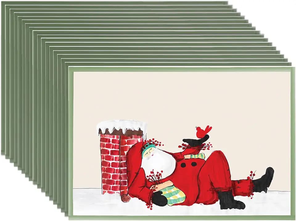 Christmas Paper Placemats for Dining Table - Disposable Paper Square Placemats for Winter Holiday Season - 18 Sheets Per Pad Made in USA (St. Nick Chimney)