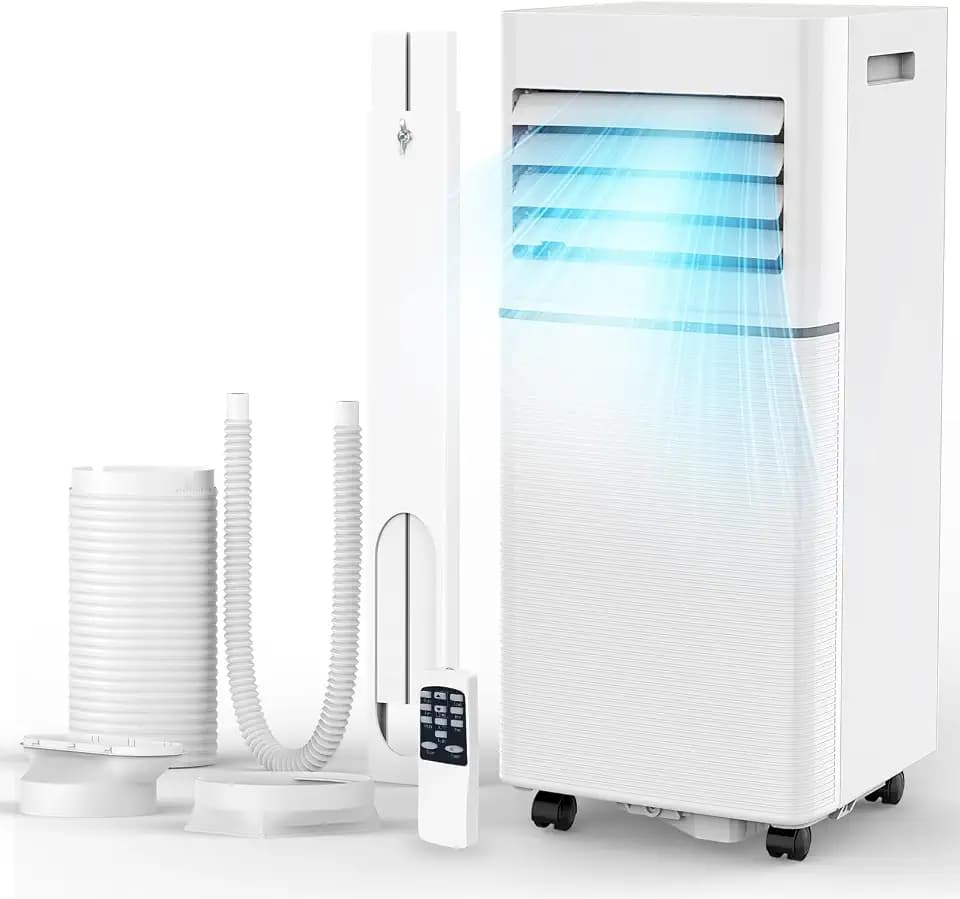 Electactic Portable Air Conditioner 10,000 BTU, 3-in-1 AC Cooler Dehumidifier Fan with LED Display, Remote Control, Quiet, Sleep Mode, 360° Casters, Window Kit for Room Office Apartment Garage