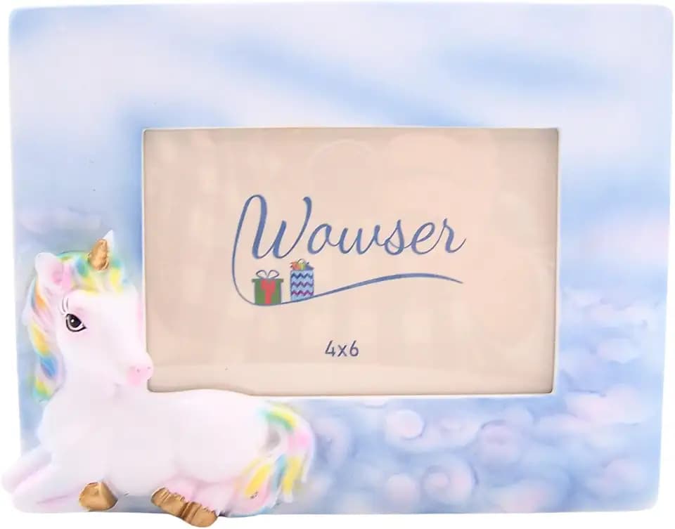 Wowser Unicorn Picture Frame – Holds 4x6 Photo, Whimsical Fantasy Decor for Girls Room, Nursery or Office Desk, Magical Memory Frame, 8.5 Inch